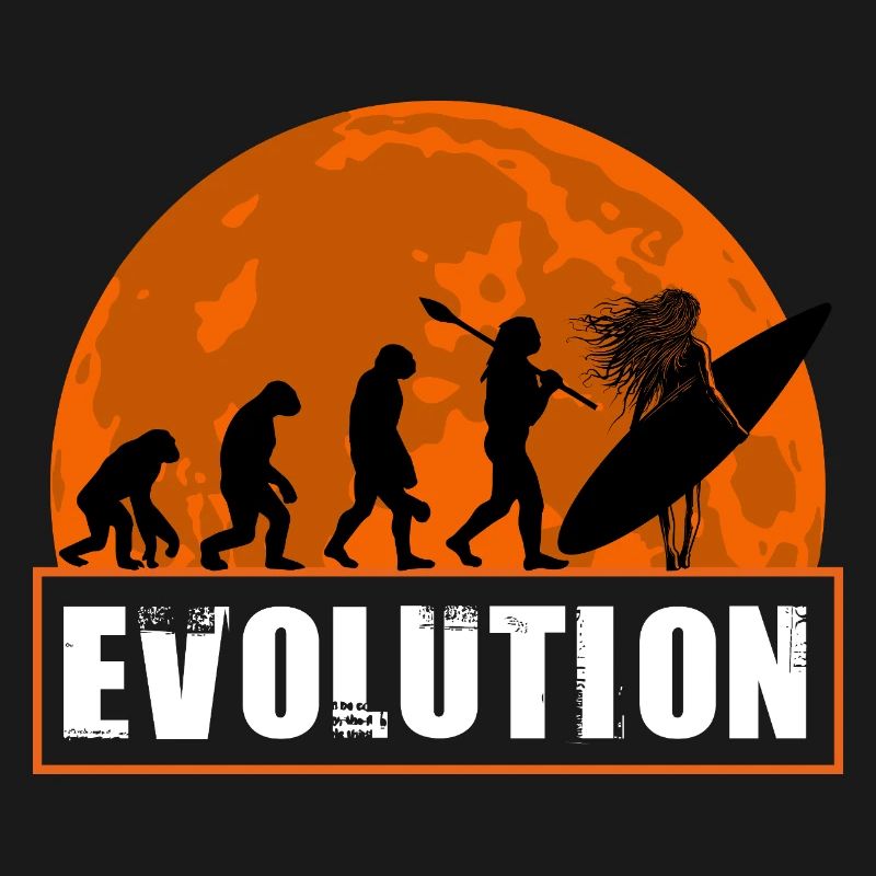 Évolution de la silhouette vintage du coucher de soleil surf