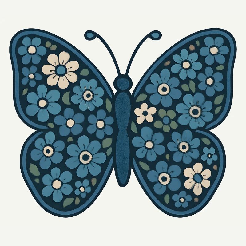 Blauer BlumenSchmetterling Muster