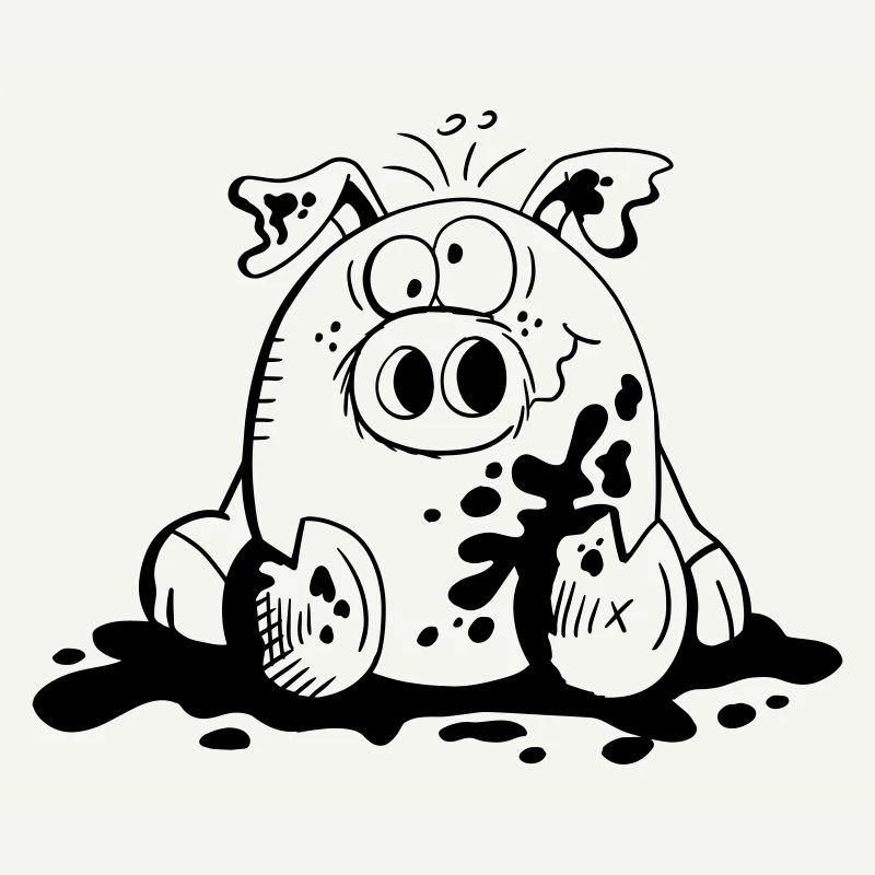 Cochon dans la boue - Cochons - Cadeau