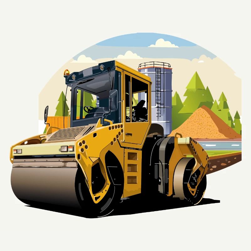 Road roller at work