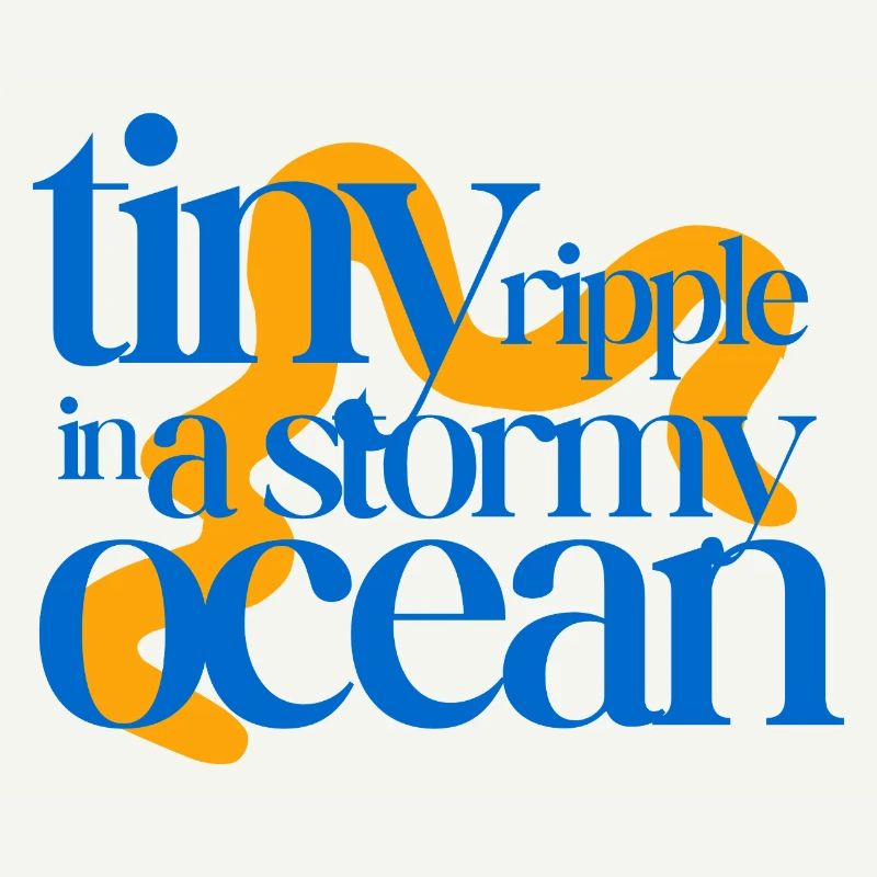 Tiny ripple in a stormy ocean (orange background)