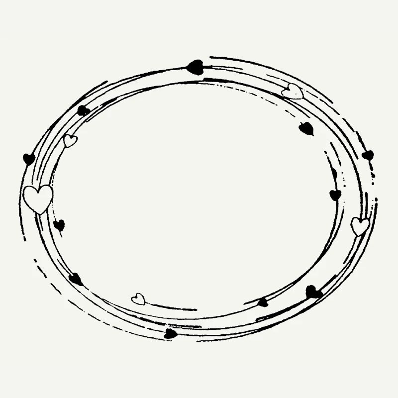 Decorative oval with hearts - frame background