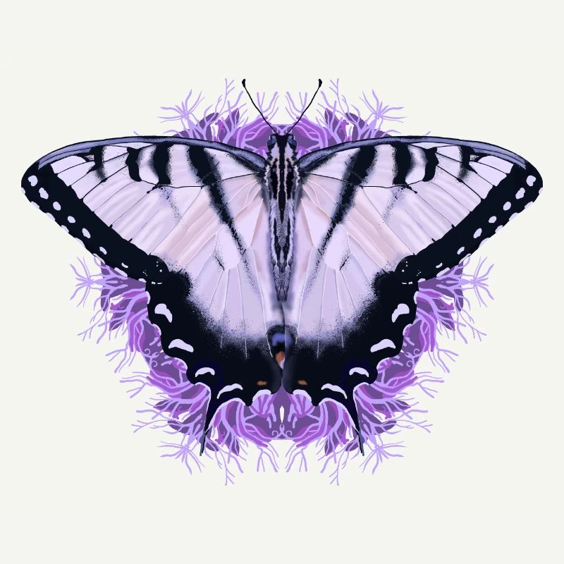 Papillon blanc à fleur pourpre