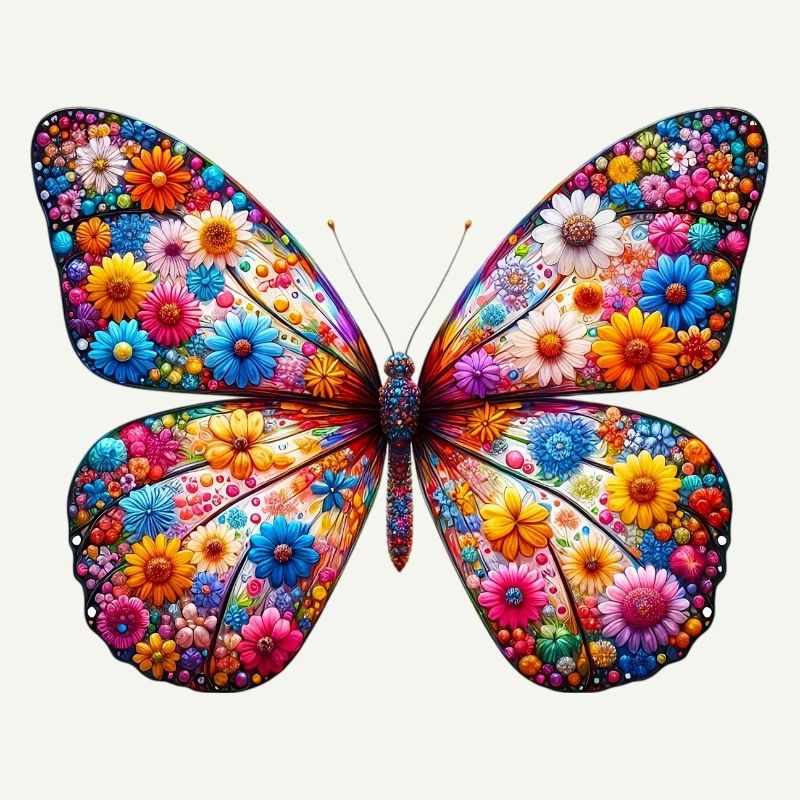 Papillon décoré de fleurs