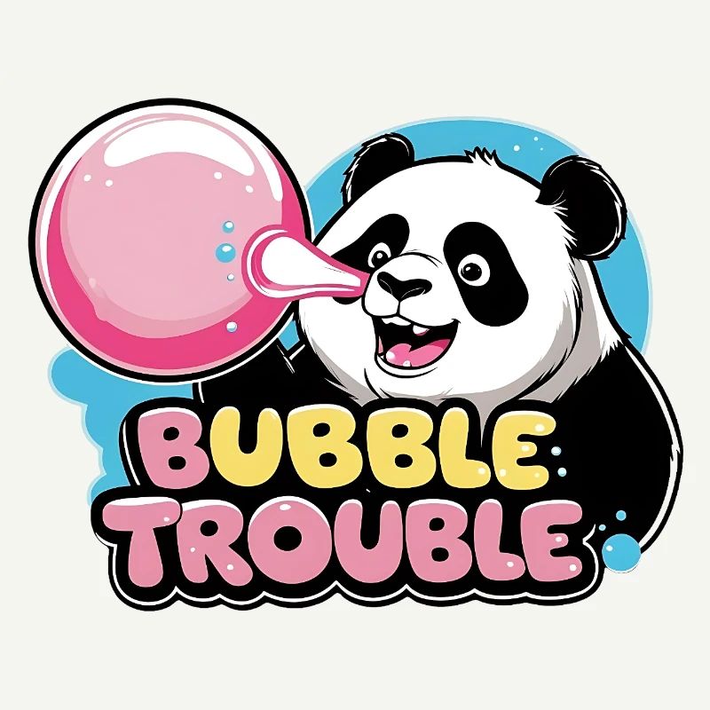 Cute panda with bubble gum