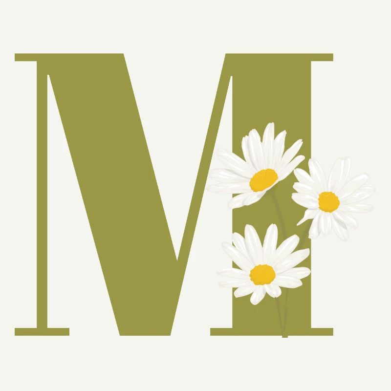 Buchstabe m grüne Gänseblümchen