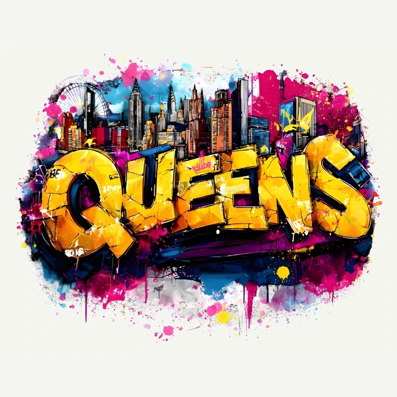 Queens Graffiti Skyline Farbexplosion