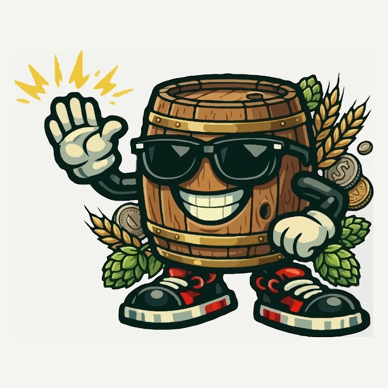 Bier-Maskottchen mit Sonnenbrille