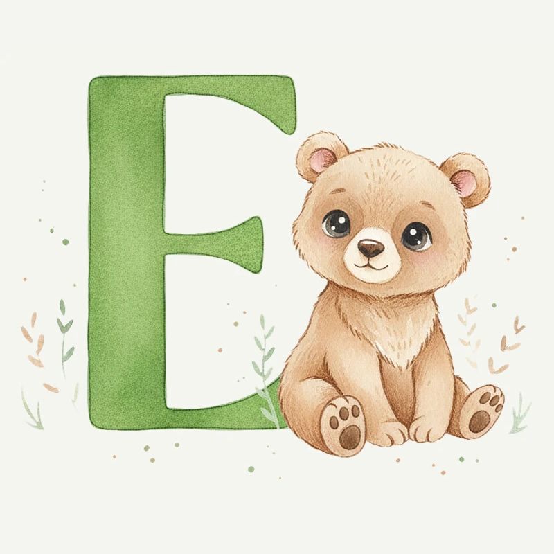 E with Teddy: Playful Letter E