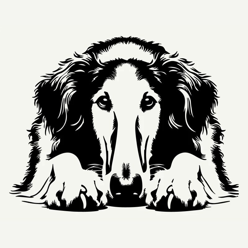 Borzoi Head with Paws
