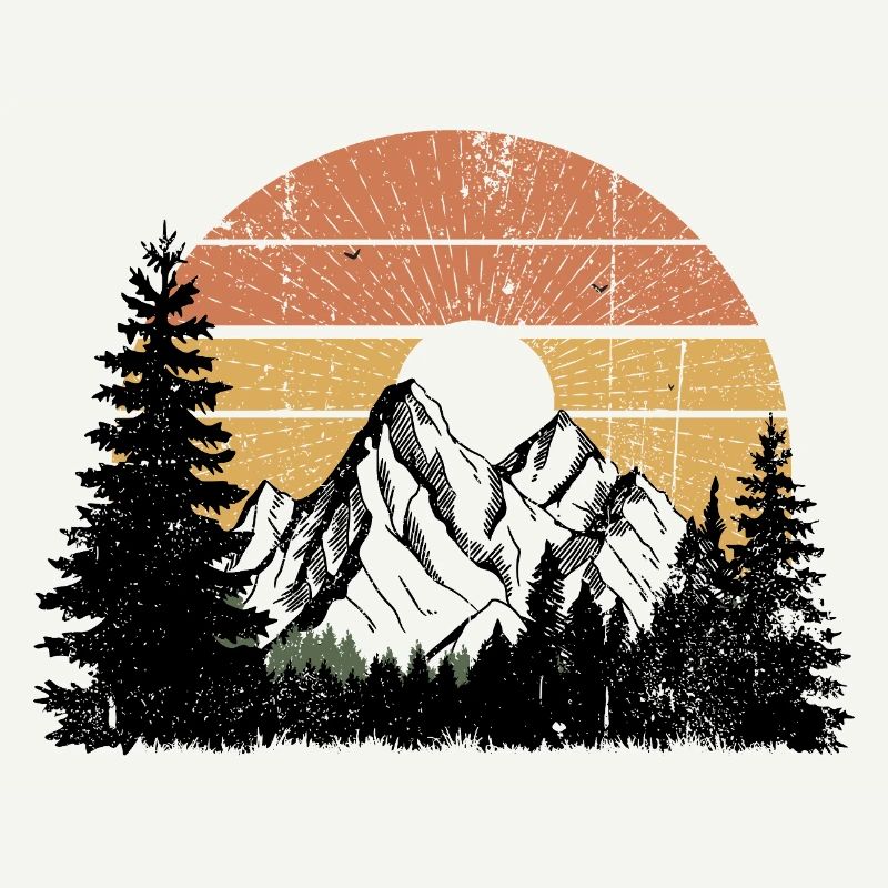 Sunset Mountain Silhouette Design