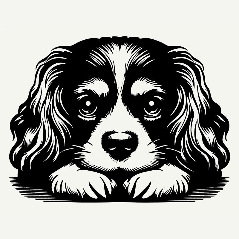 Cavalier King Charles Spaniel Kopf mit Pfoten