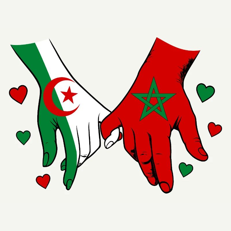 Algérie-Maroc Drapeau main dans la main