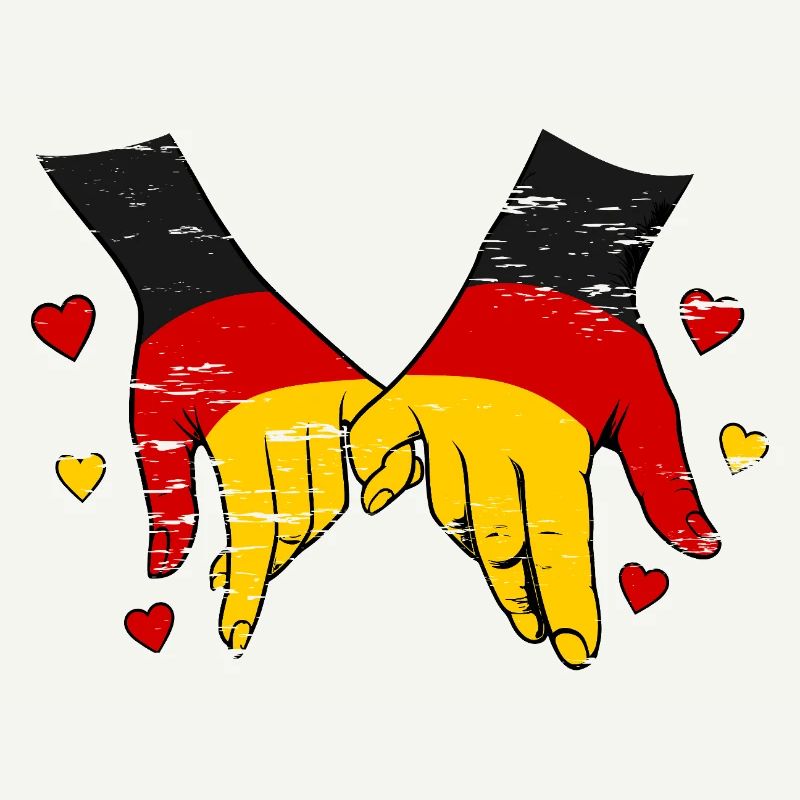 Drapeau allemand main dans la main utilisé