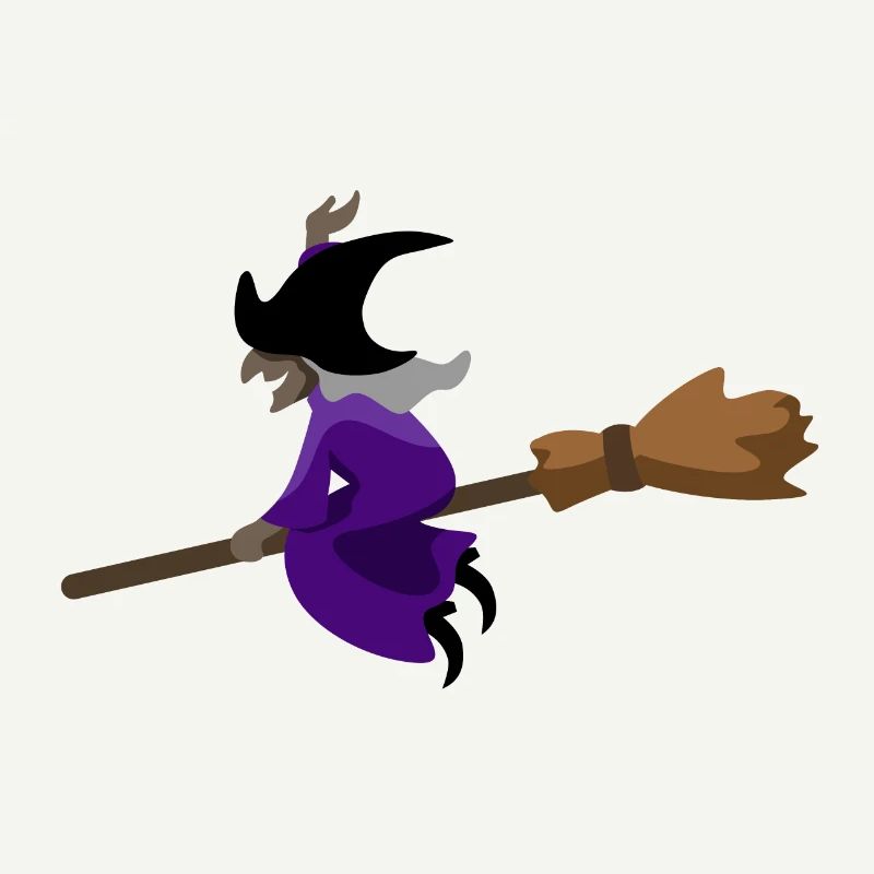 Witch flies on the broom