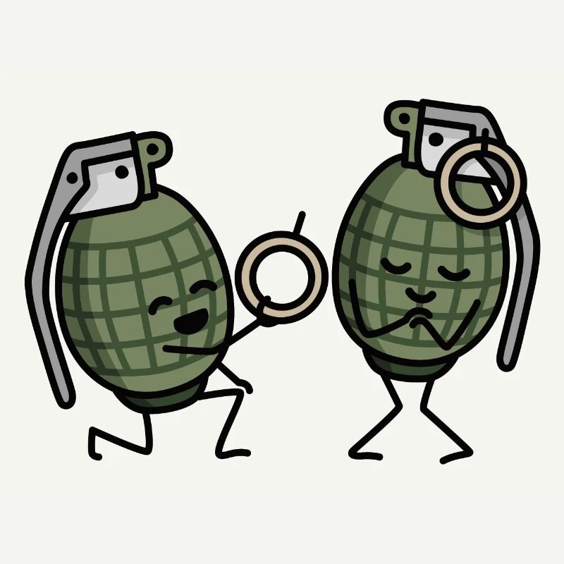 Hand Grenade Marriage Proposal Couples Army Ring Engaged