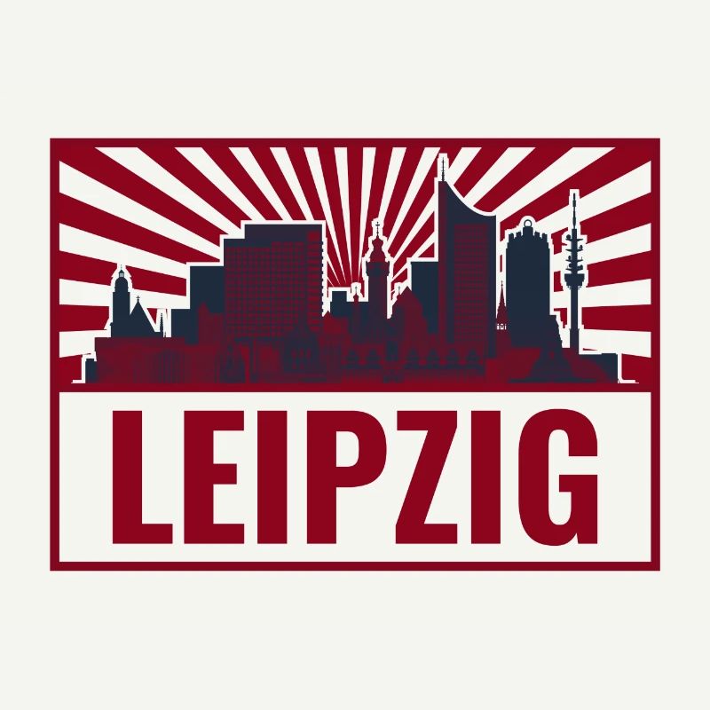Leipzig Skyline Retro Rot