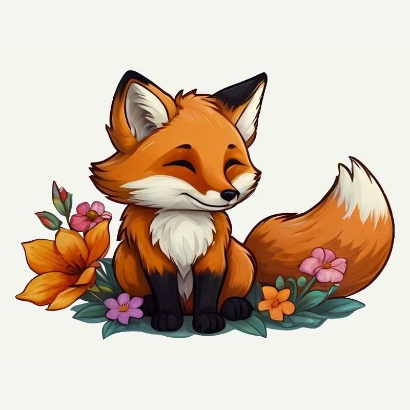 Fuchs mit Blumen - Floral Fox