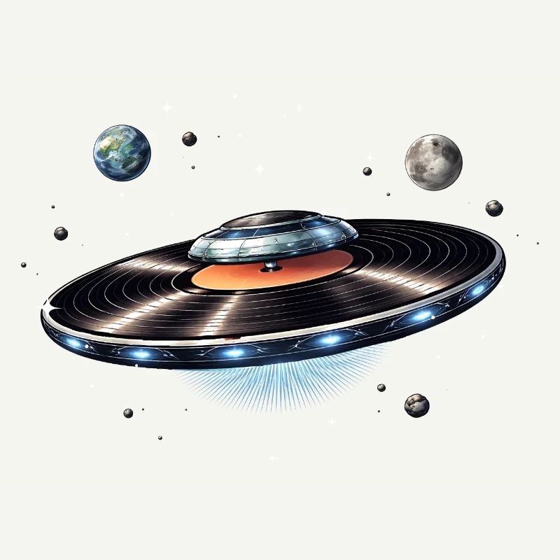 OVNI tiré d’un disque vinyle dans l’espace