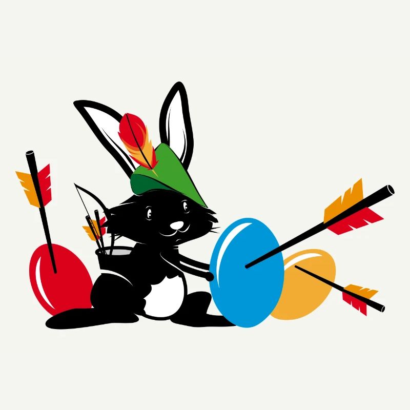 Easter bunny with a bow and arrow