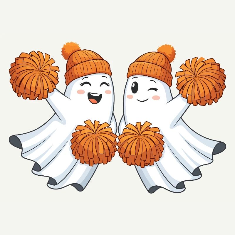 Fantômes mignons avec des pompons