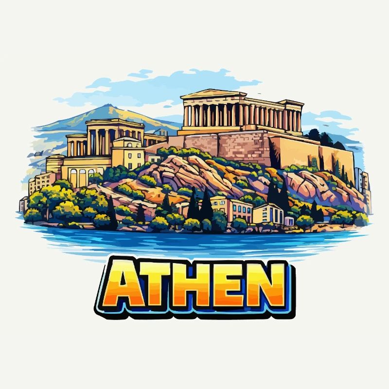 Illustration de l’île de l’Acropole d’Athènes