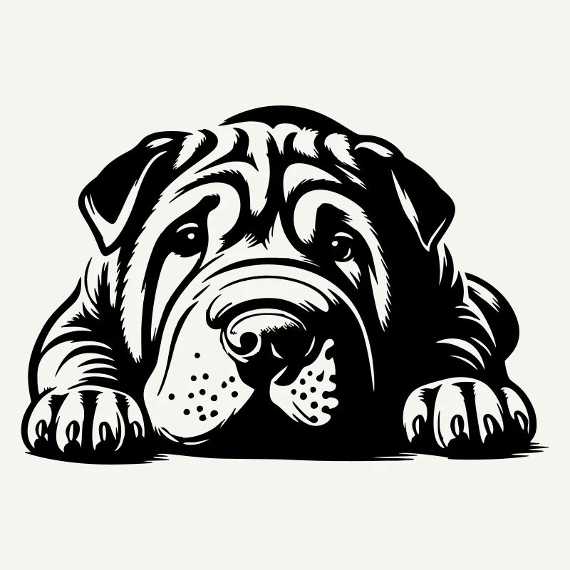 Shar Pei Head with Paws