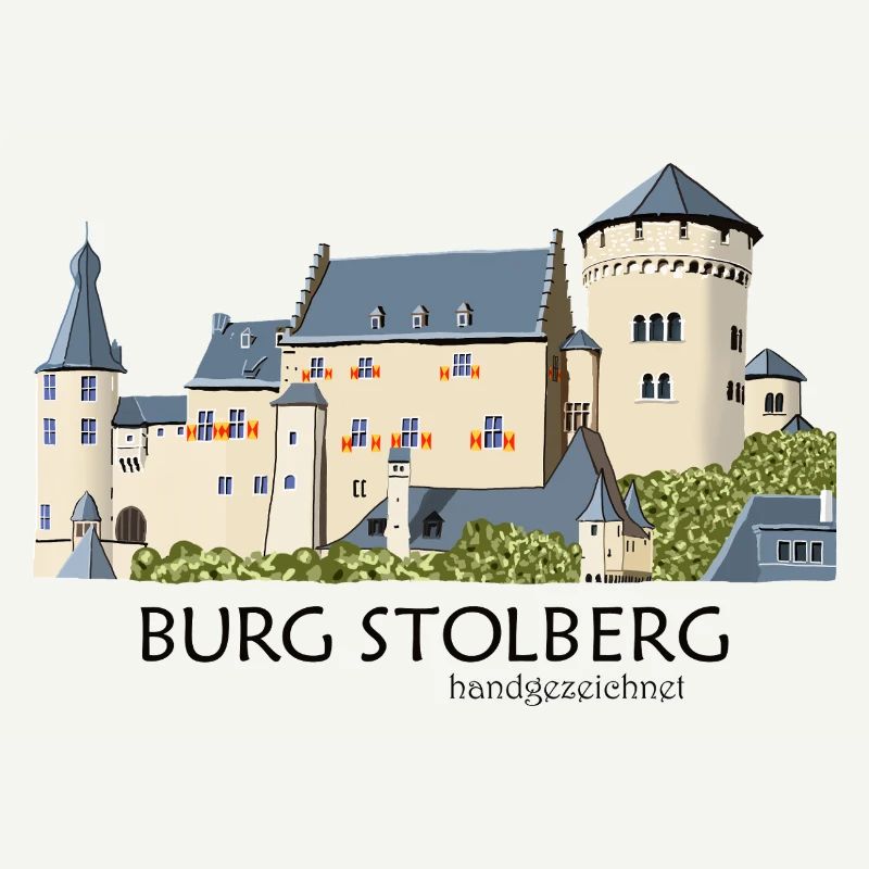 Stolberg Castle, Eifel, Middle Ages Hand Drawing