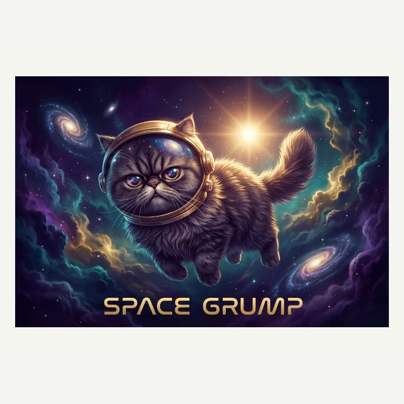 Space Grump Space Cat Néon