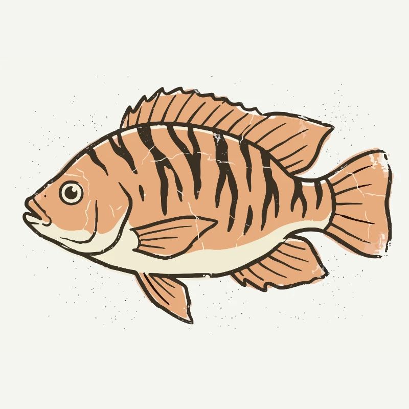Orange Stylized Tiger Stripe Fish