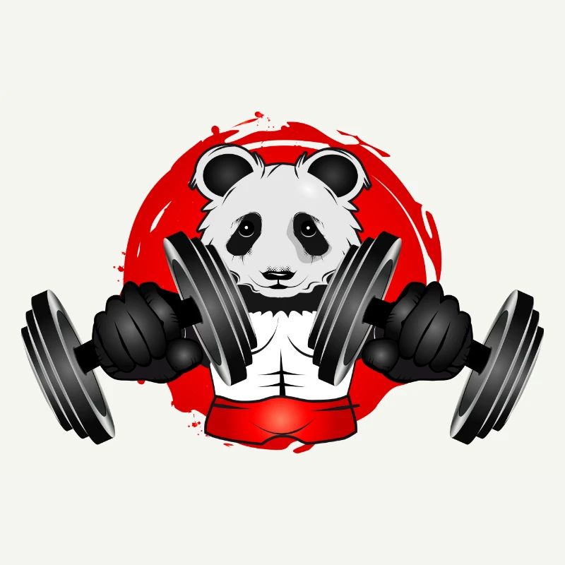 Bodybuilder Panda Bear with Dumbbell in Gym Patch