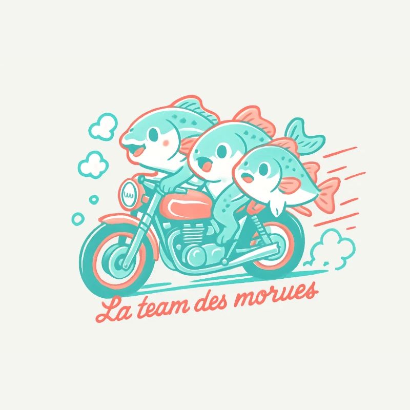 Turquoise cod on a motorcycle