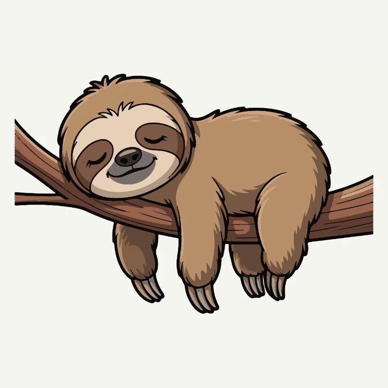 Sleeping sloth on branch