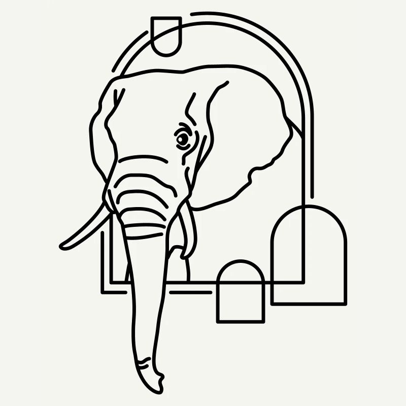 Éléphant en forme géométrique - Conception d’art au trait
