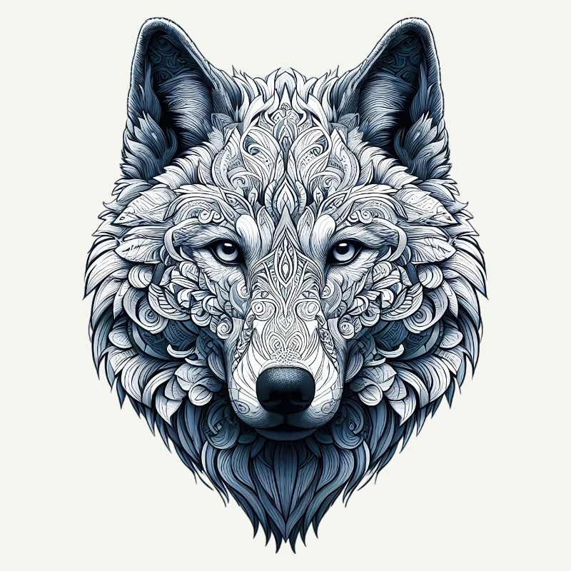Loup décoré de Mandalas