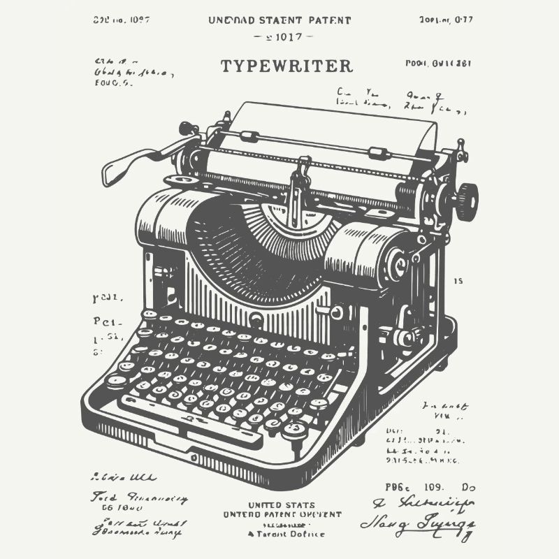 Plan de machine à écrire antique