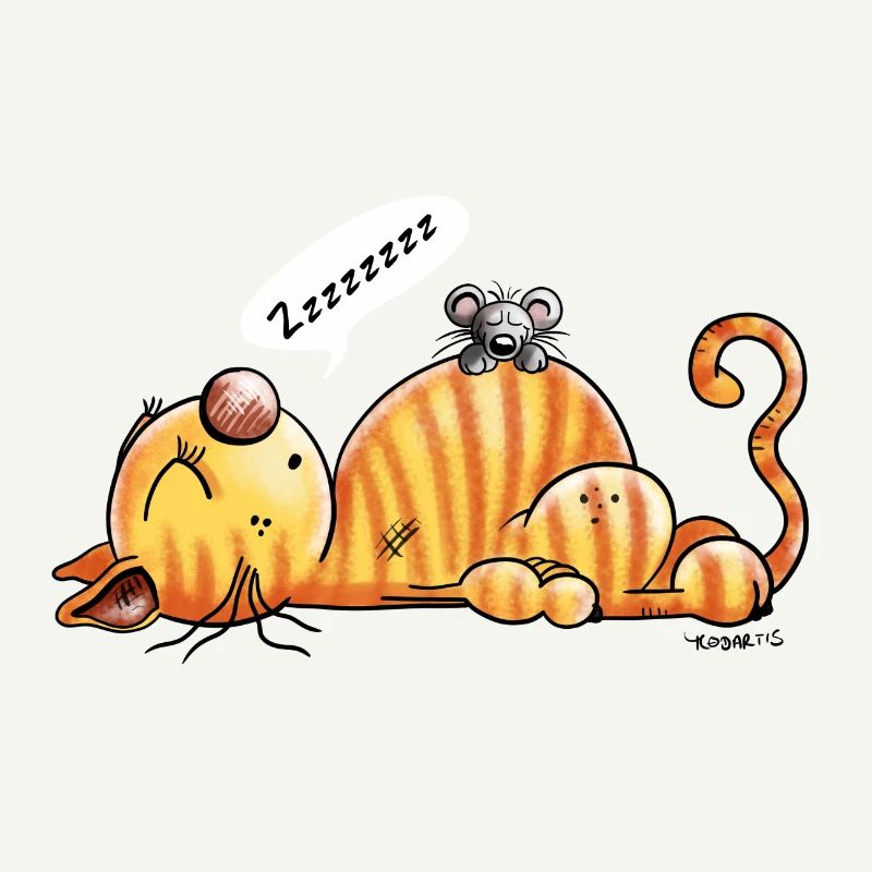 Schnarchende Katze und Maus - Comic - Fun