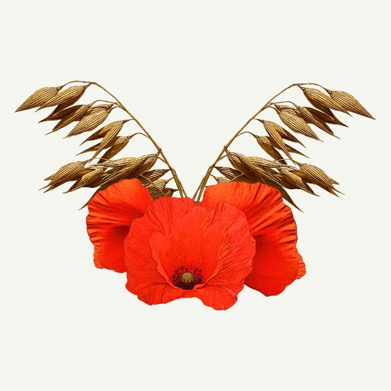 ländliche blumenmuster, Mohnmuster mit Hafer