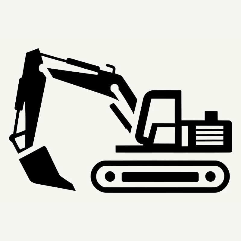 Bagger-Konturen: Silhouette eines Baugeräteführers