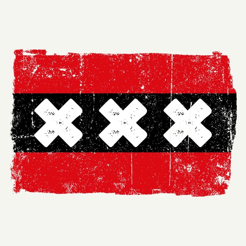 Drapeau à rayures rouges avec X blanc