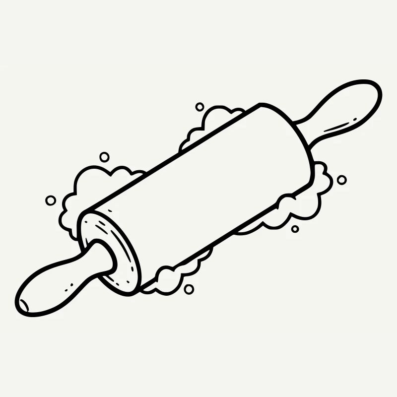 Rolling Pin Baking Roll Flour Outline