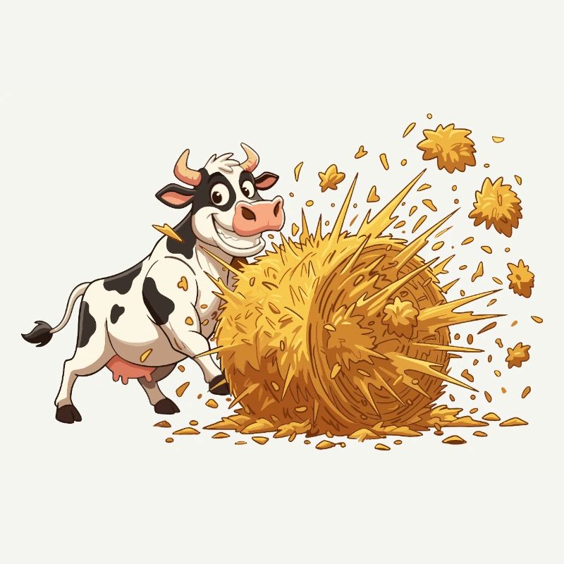 Explosion de vache et de foin