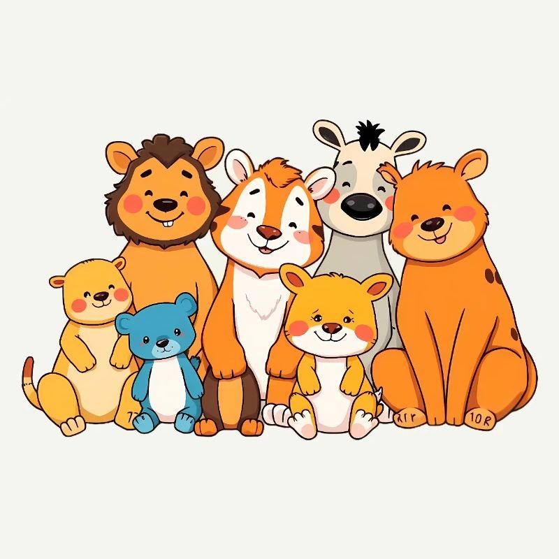 Conception ludique de bande dessinée de famille d’animaux