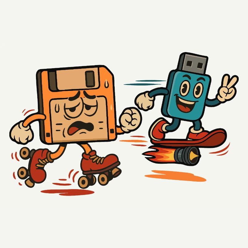 Floppy Disk vs USB Drive Sarcastic 80s Joke