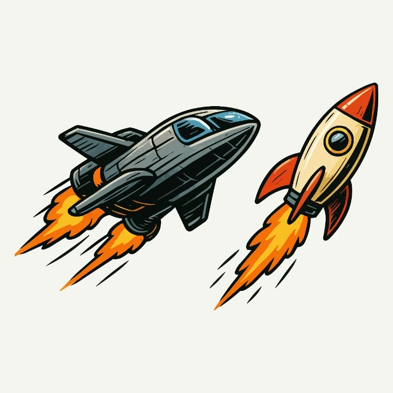 Espace de dessin animé Rocket Sprint