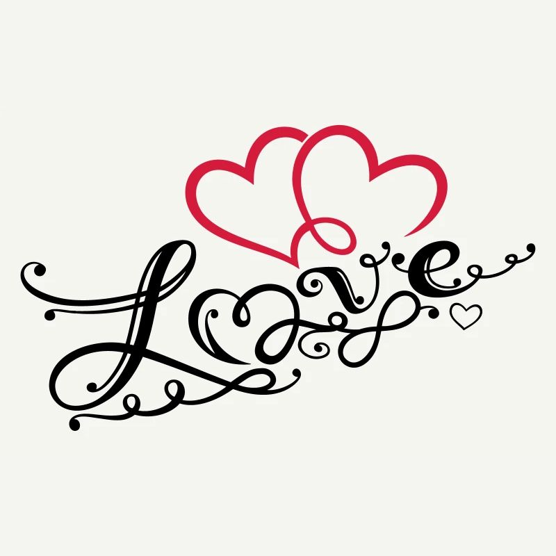 Two hearts with ornament and infinity loop.