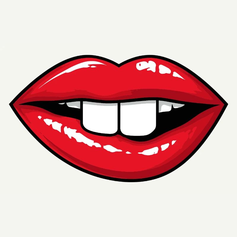 Red lips with rabbit teeth