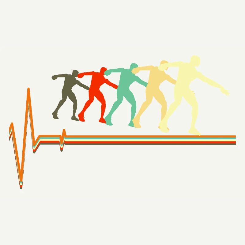 Shot Put Evolution Retro Heartbeat Pulse Art