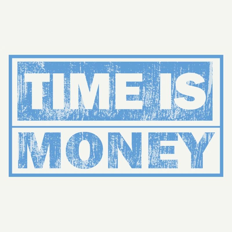 Zeit ist Geld – Blauer Blocktext