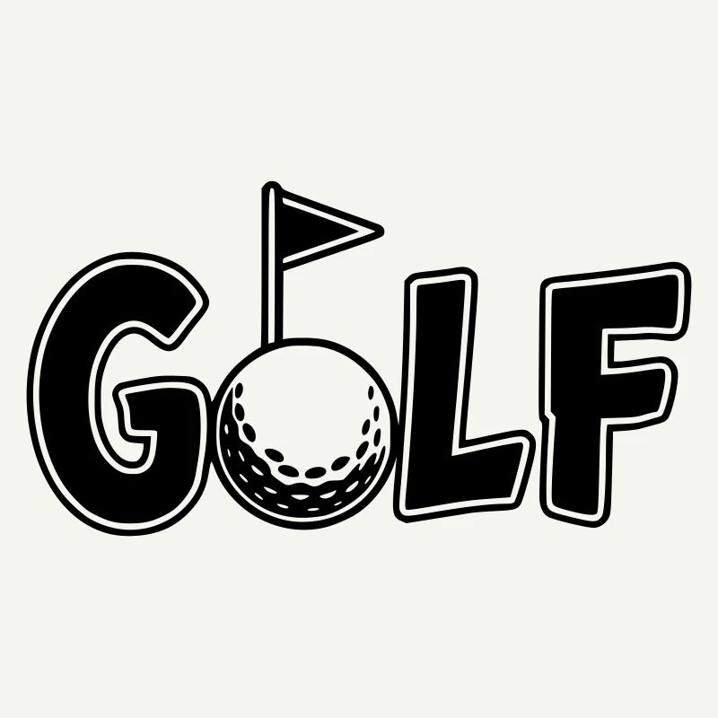 Lettrage de golf avec balle de golf et drapeau de golf